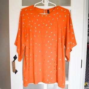 Y.A.S Tall Metallic Print Blouse - Orange